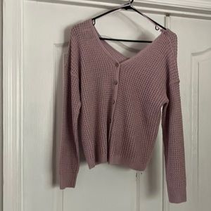 pink rose button up sweater